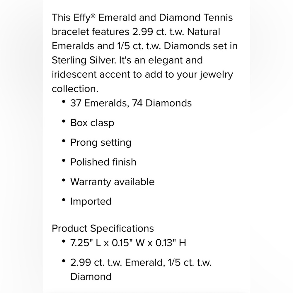 Effy emerald and diamond tennis bracelet - Picture 11 of 11
